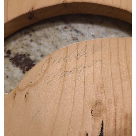 Wood Welcome Friends Round Sign Cut out White Cat Hand Painted 80's Hearts 10.5" - Picture 7 of 10